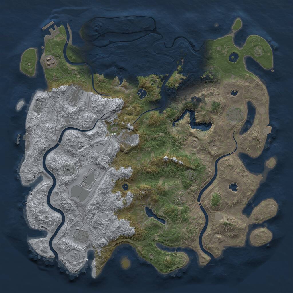 Rust Map: Procedural Map, Size: 4500, Seed: 1025576569, 15 Monuments