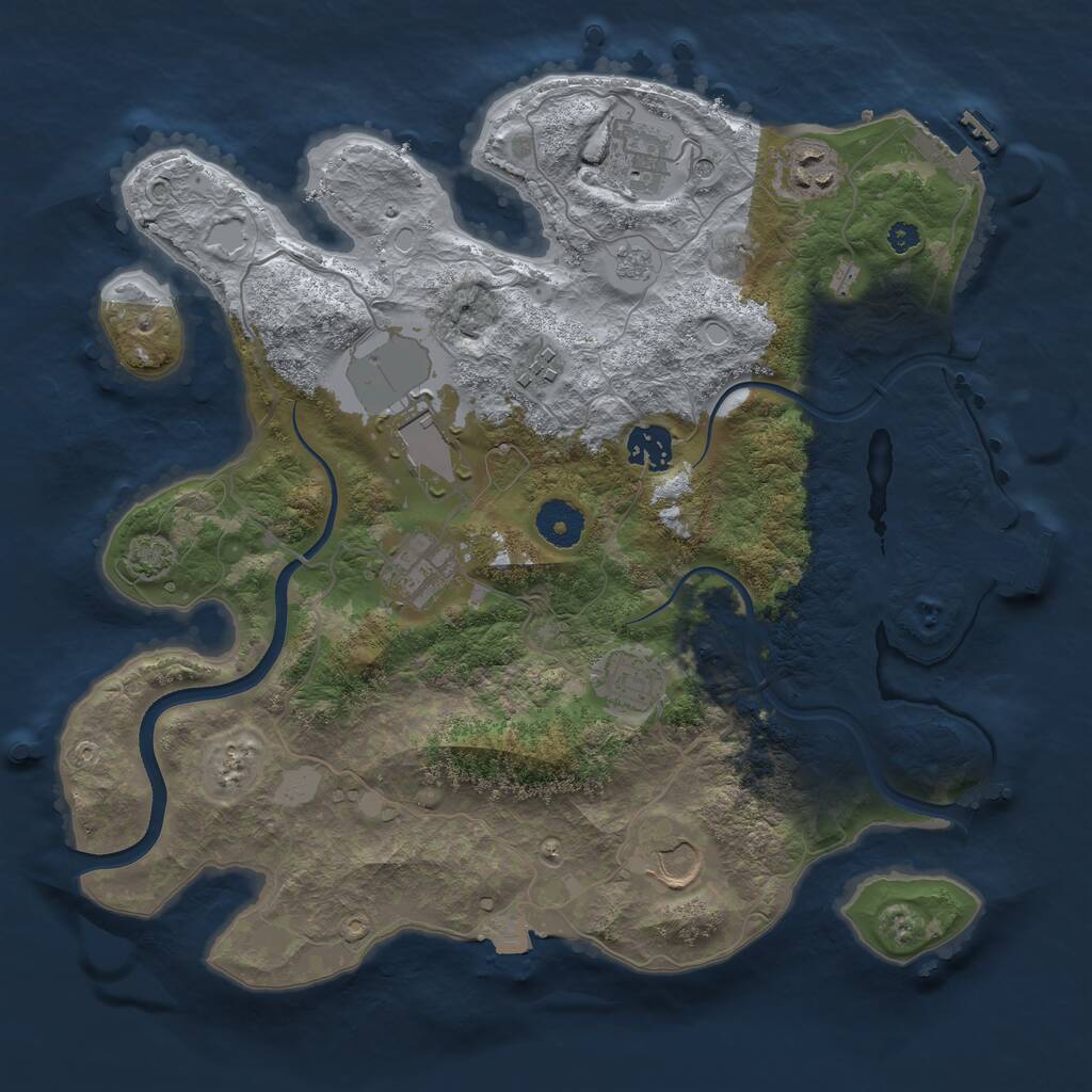 Rust Map: Procedural Map, Size: 3500, Seed: 56757753, 14 Monuments