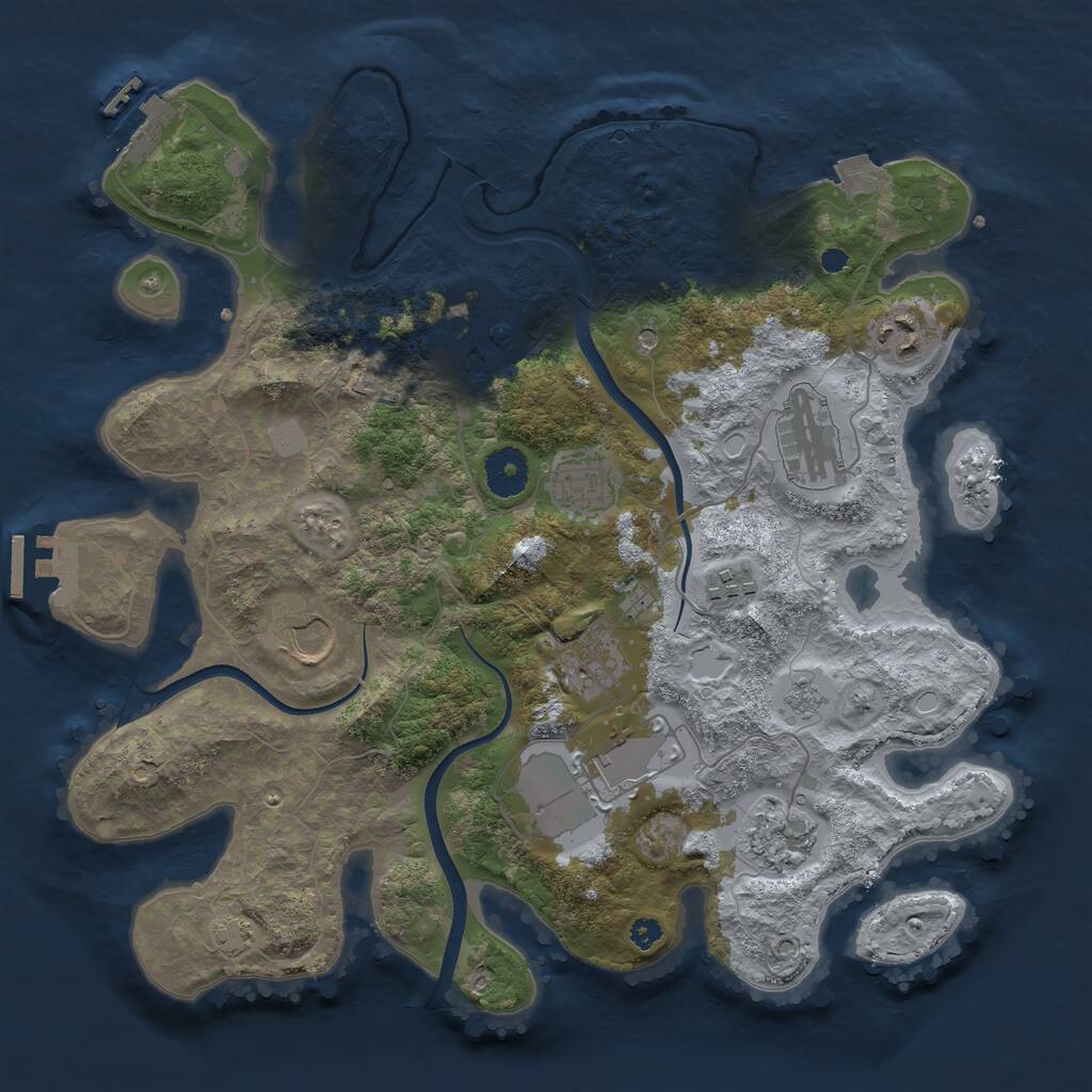Rust Map: Procedural Map, Size: 3500, Seed: 1733836507, 15 Monuments