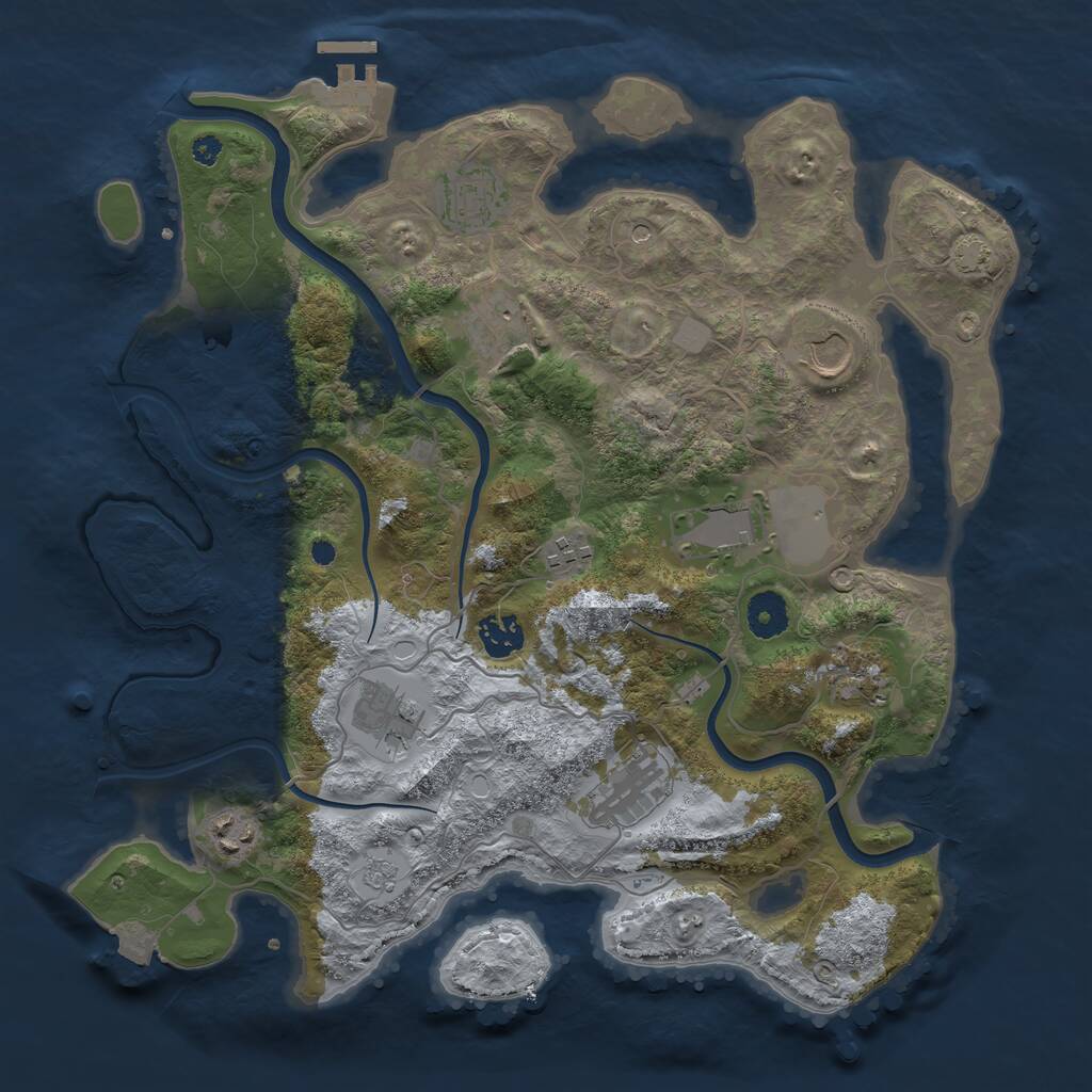 Rust Map: Procedural Map, Size: 3700, Seed: 654634255, 15 Monuments