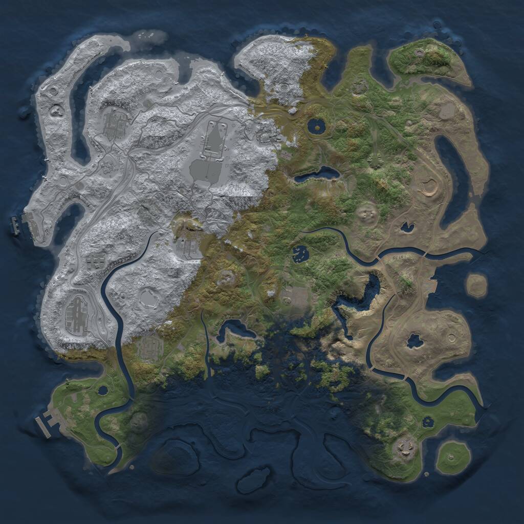 Rust Map: Procedural Map, Size: 4500, Seed: 307650394, 17 Monuments