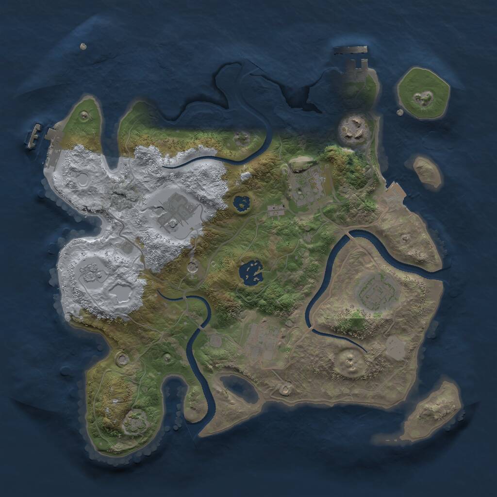 Rust Map: Procedural Map, Size: 3000, Seed: 28127, 12 Monuments