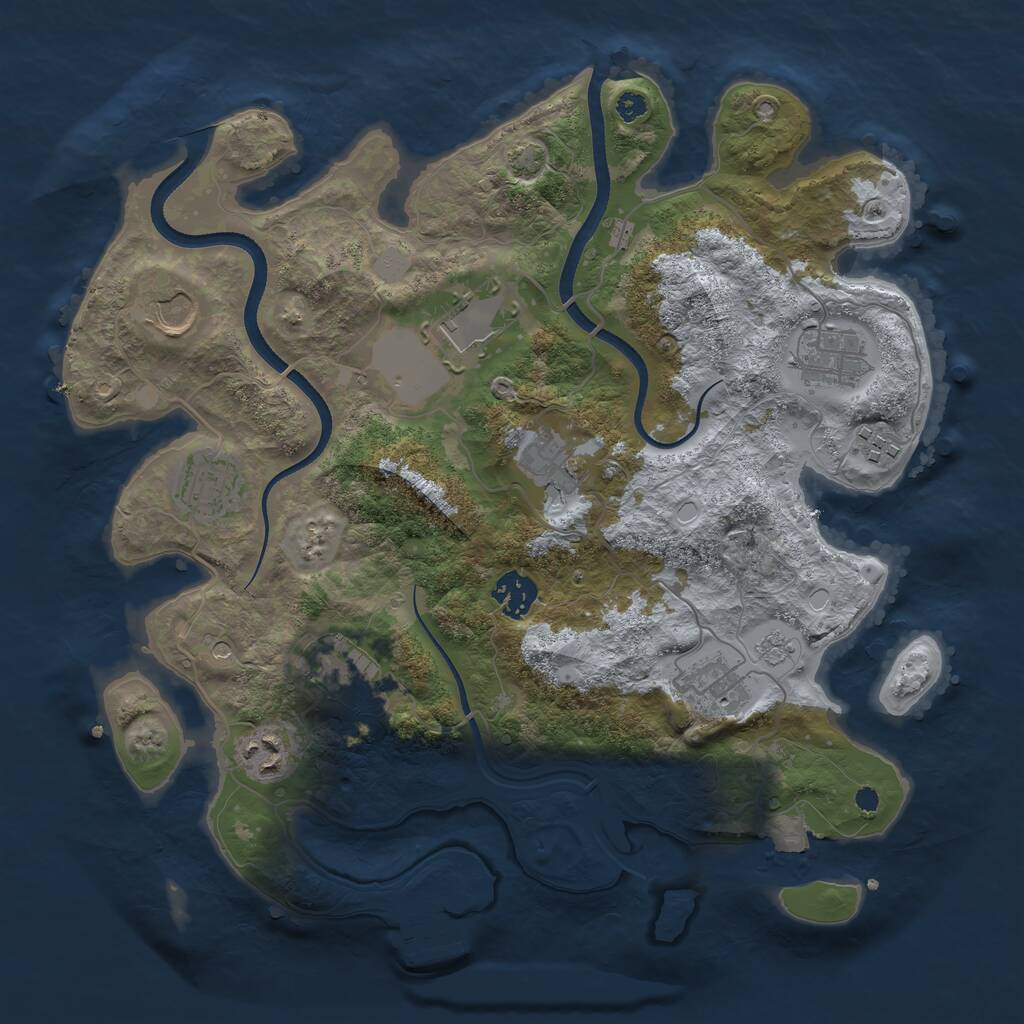 Rust Map: Procedural Map, Size: 3500, Seed: 1991890321, 15 Monuments