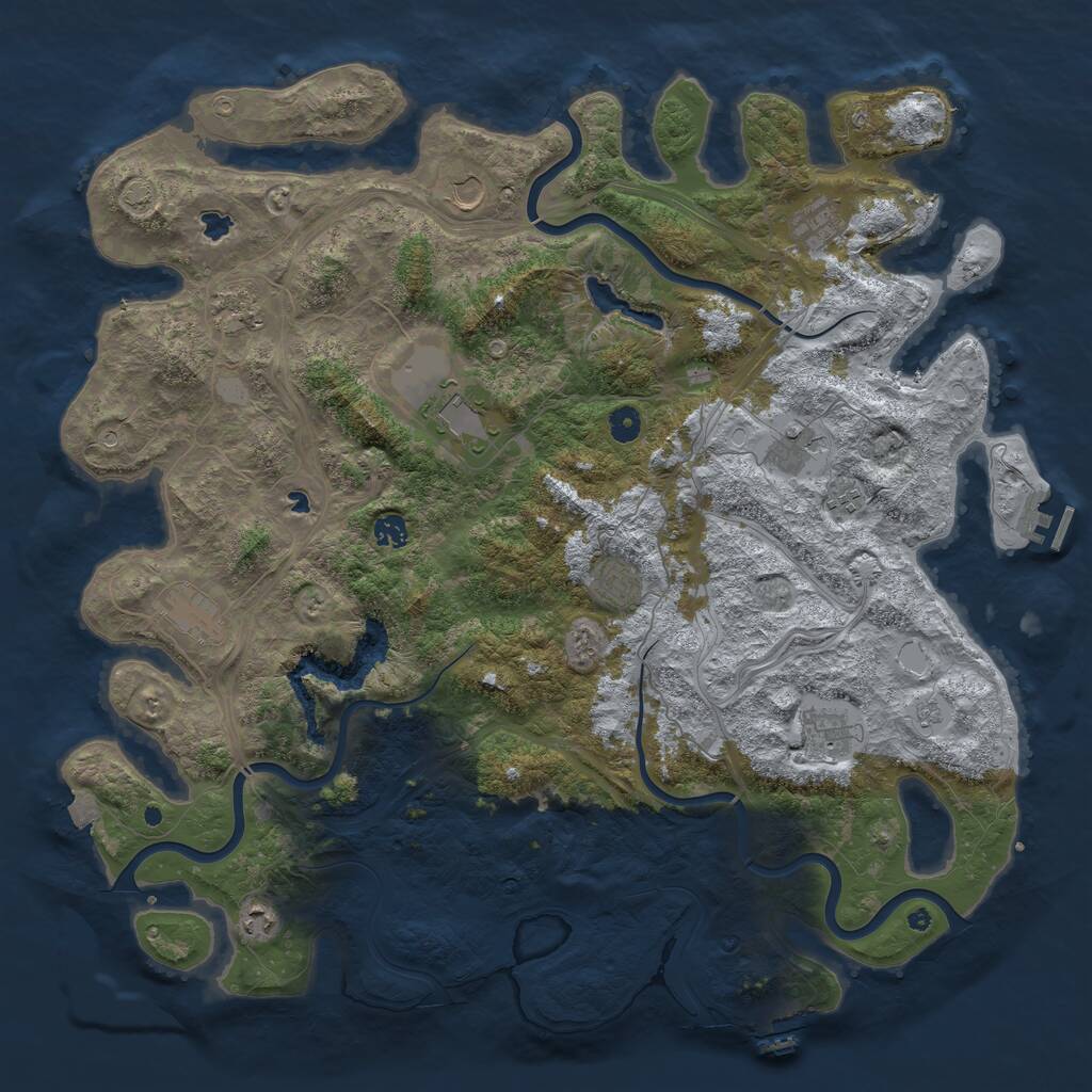 Rust Map: Procedural Map, Size: 4800, Seed: 991438417, 17 Monuments