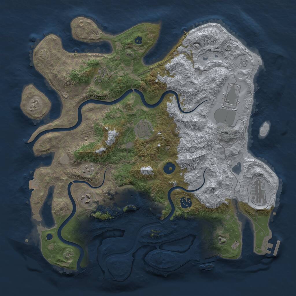 Rust Map: Procedural Map, Size: 3800, Seed: 453246804, 14 Monuments