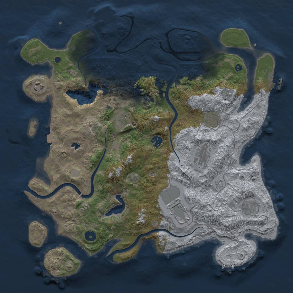 Rust Map: Procedural Map, Size: 4000, Seed: 1444557, 14 Monuments