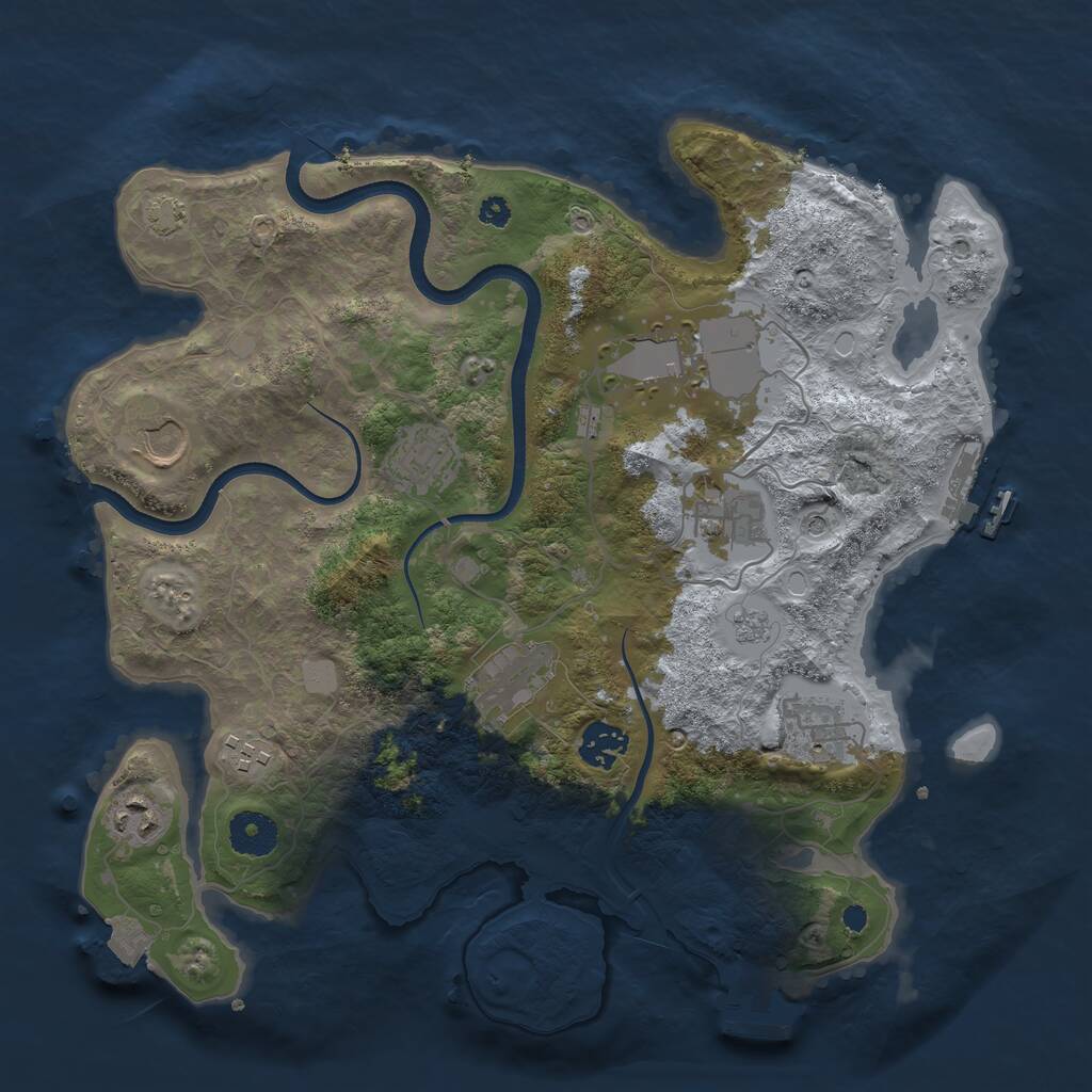 Rust Map: Procedural Map, Size: 3500, Seed: 37849, 15 Monuments
