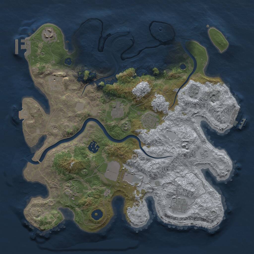 Rust Map: Procedural Map, Size: 3500, Seed: 1630360891, 15 Monuments