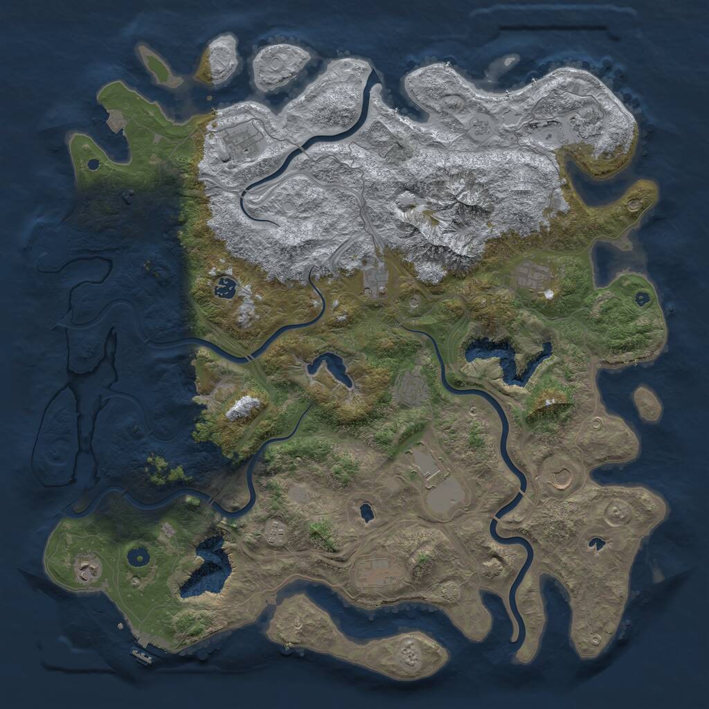 Rust Map: Procedural Map, Size: 5000, Seed: 747793719, 17 Monuments