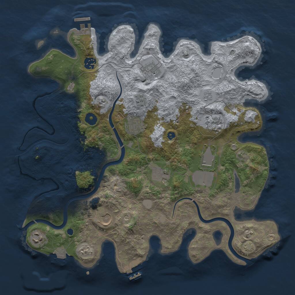 Rust Map: Procedural Map, Size: 3700, Seed: 1039831974, 15 Monuments