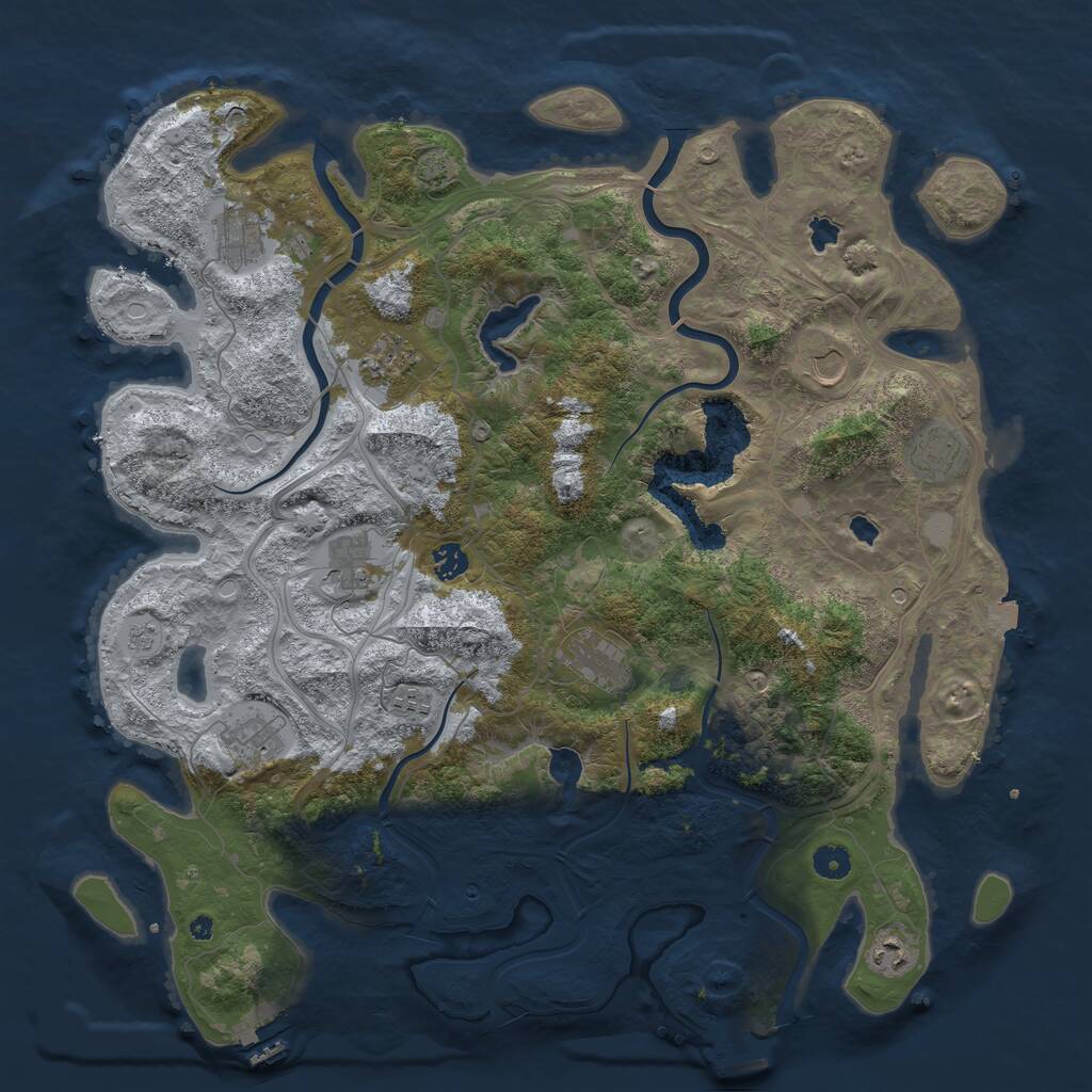 Rust Map: Procedural Map, Size: 4500, Seed: 1759575573, 16 Monuments