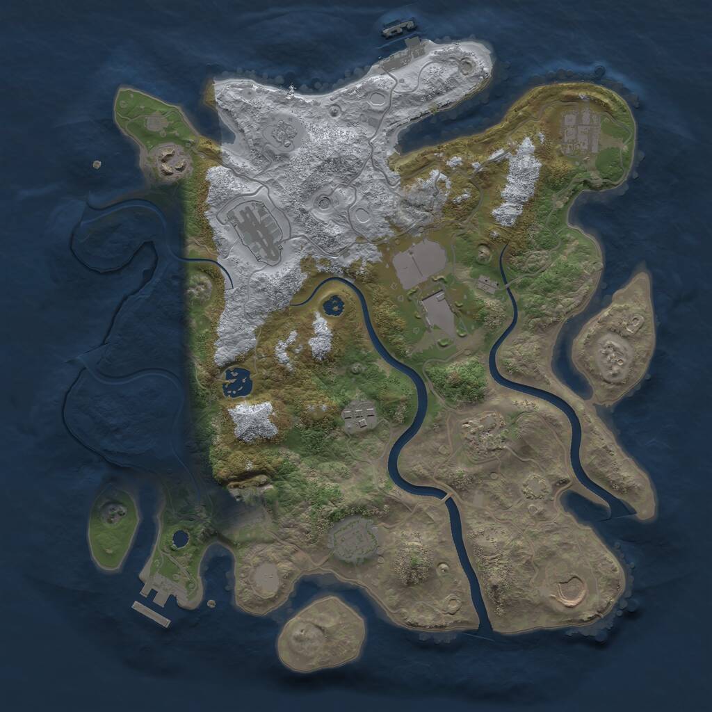 Rust Map: Procedural Map, Size: 3500, Seed: 167827194, 16 Monuments