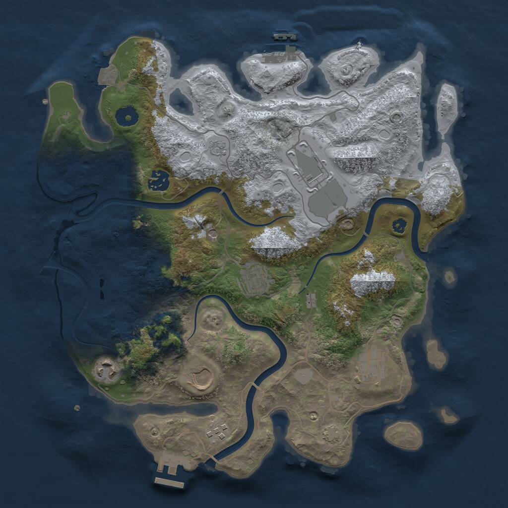 Rust Map: Procedural Map, Size: 3500, Seed: 1965252727, 13 Monuments