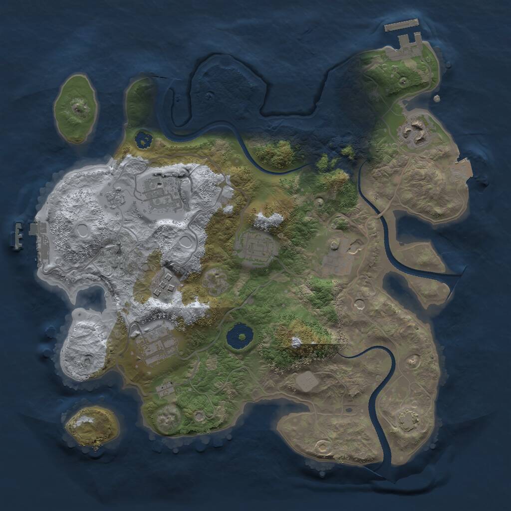 Rust Map: Procedural Map, Size: 3000, Seed: 2101591514, 12 Monuments