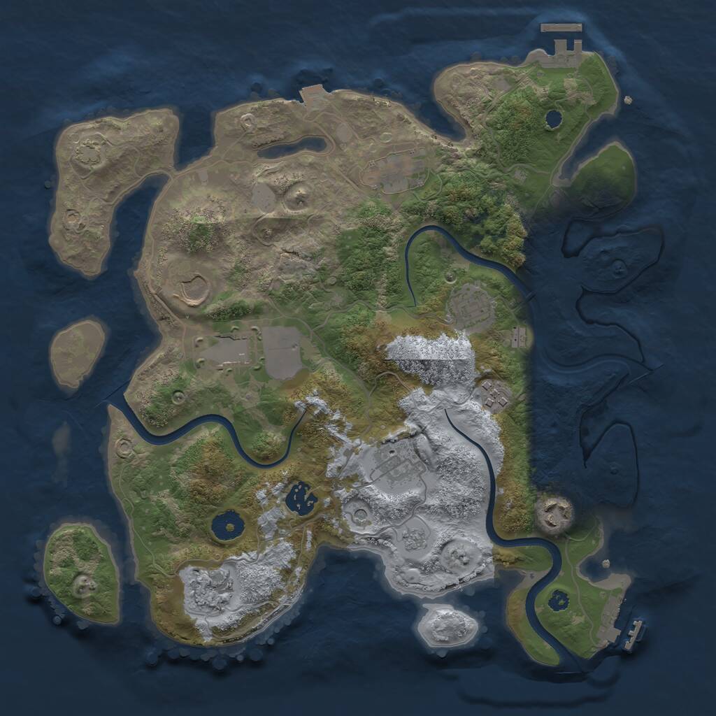 Rust Map: Procedural Map, Size: 3500, Seed: 1026891834, 15 Monuments