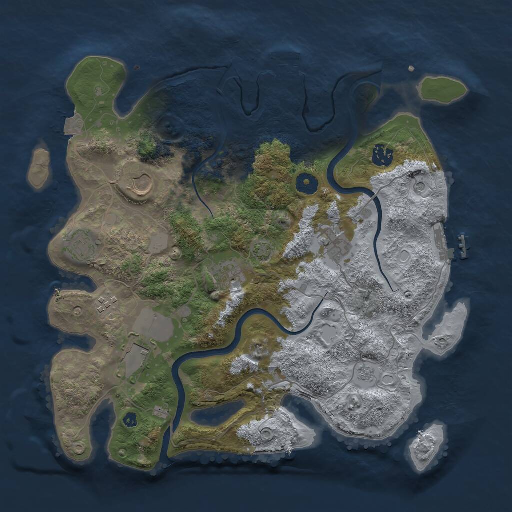Rust Map: Procedural Map, Size: 3500, Seed: 11671, 13 Monuments