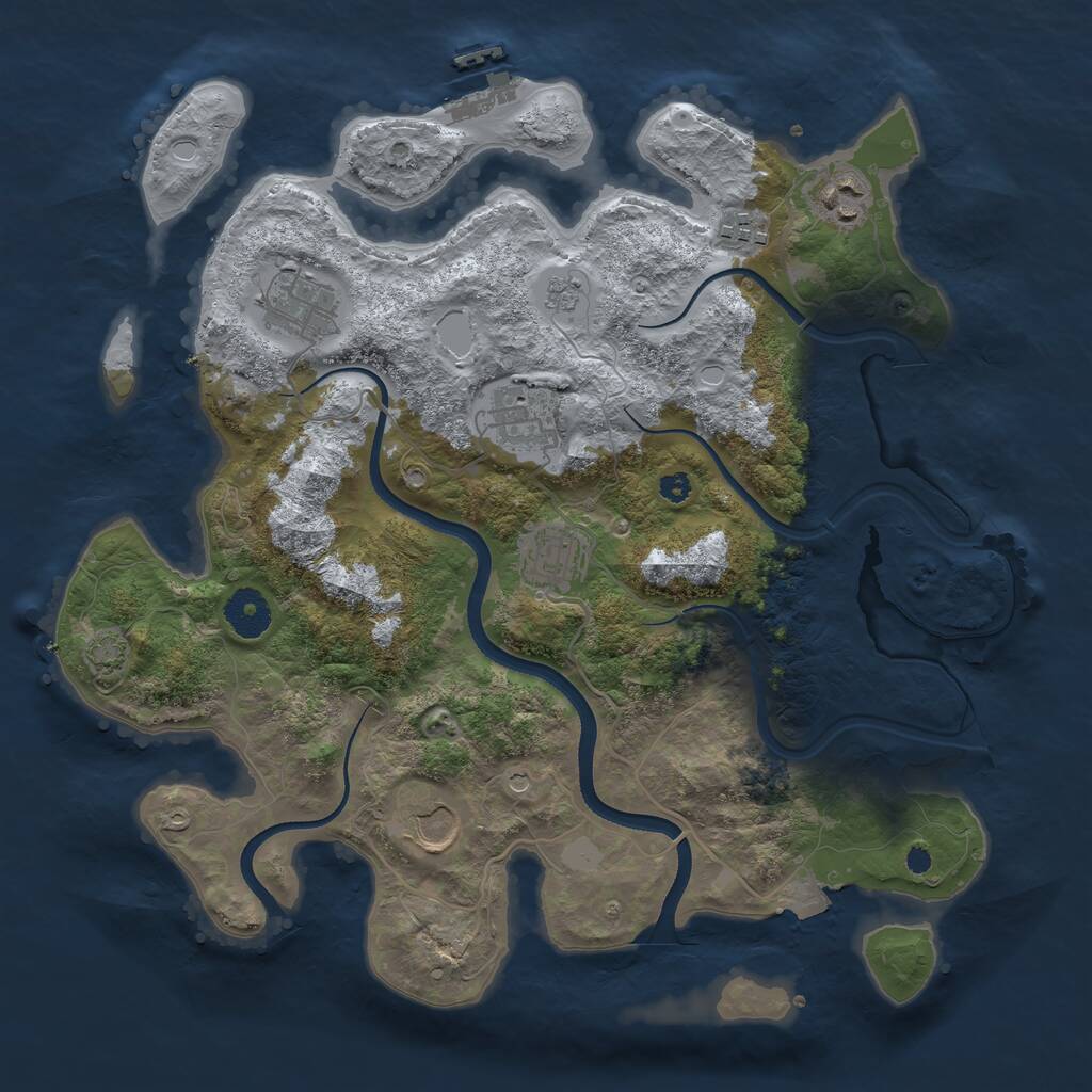 Rust Map: Procedural Map, Size: 3500, Seed: 46421291, 11 Monuments
