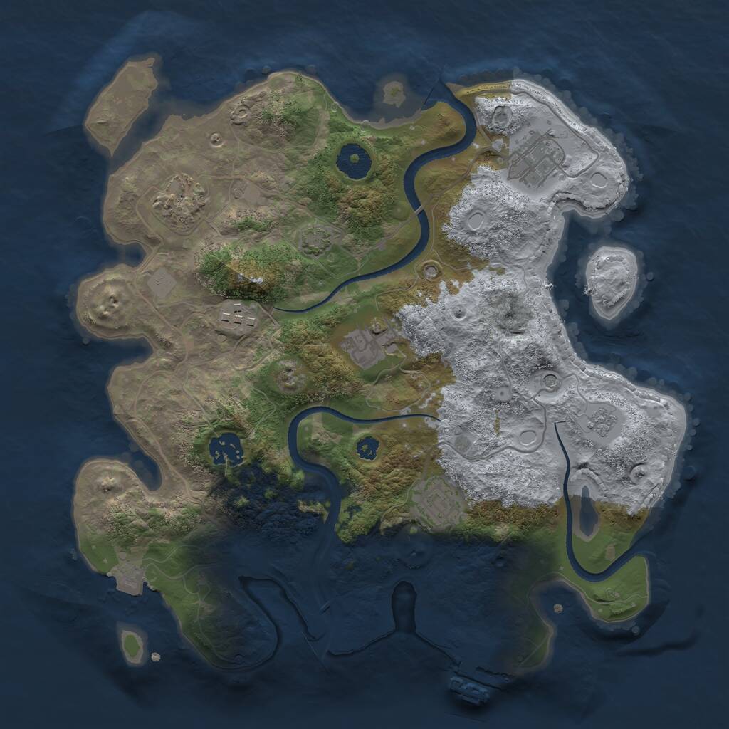 Rust Map: Procedural Map, Size: 3200, Seed: 603201725, 11 Monuments