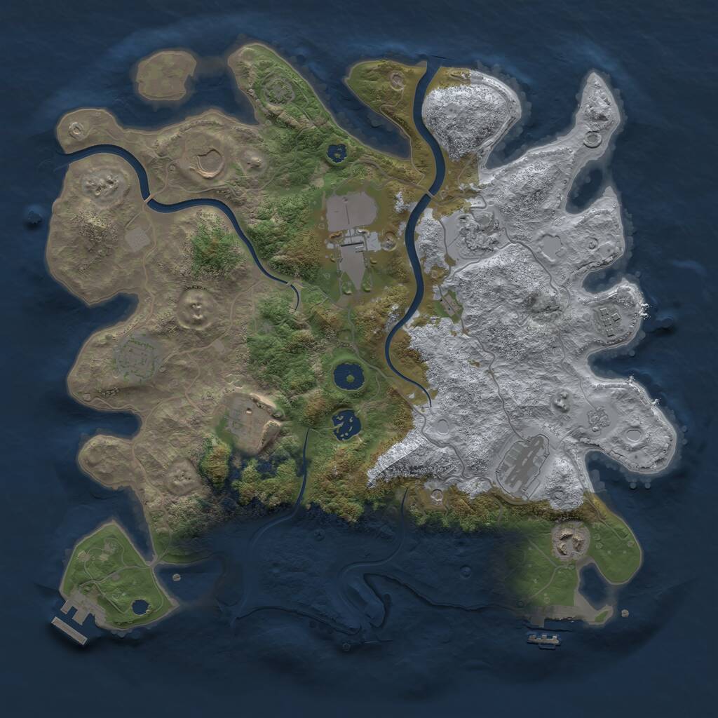 Rust Map: Procedural Map, Size: 3700, Seed: 1852777765, 15 Monuments