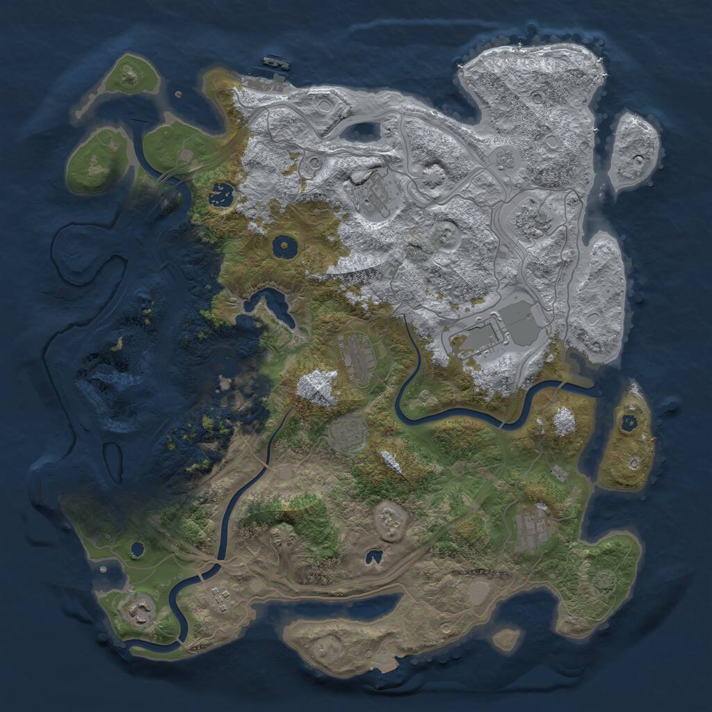 Rust Map: Procedural Map, Size: 4300, Seed: 114025271, 16 Monuments