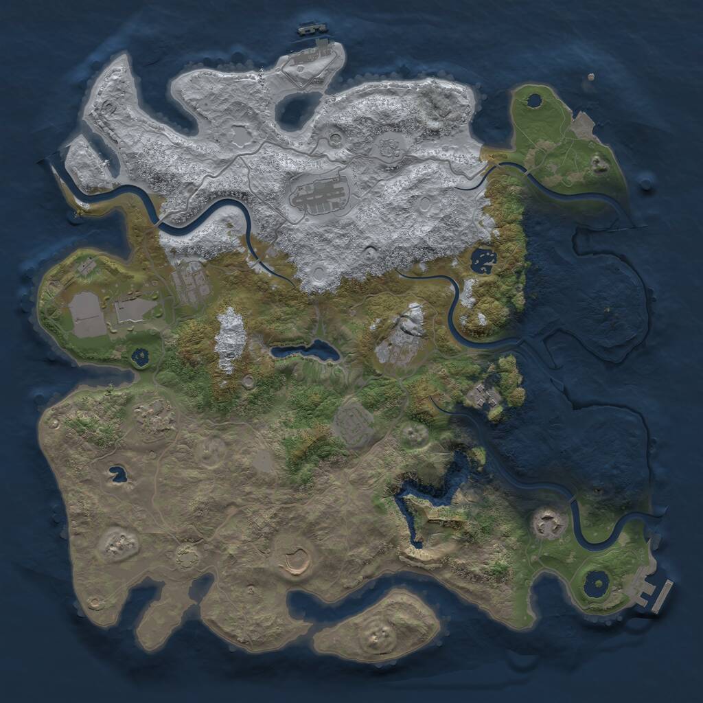 Rust Map: Procedural Map, Size: 4000, Seed: 49852, 16 Monuments