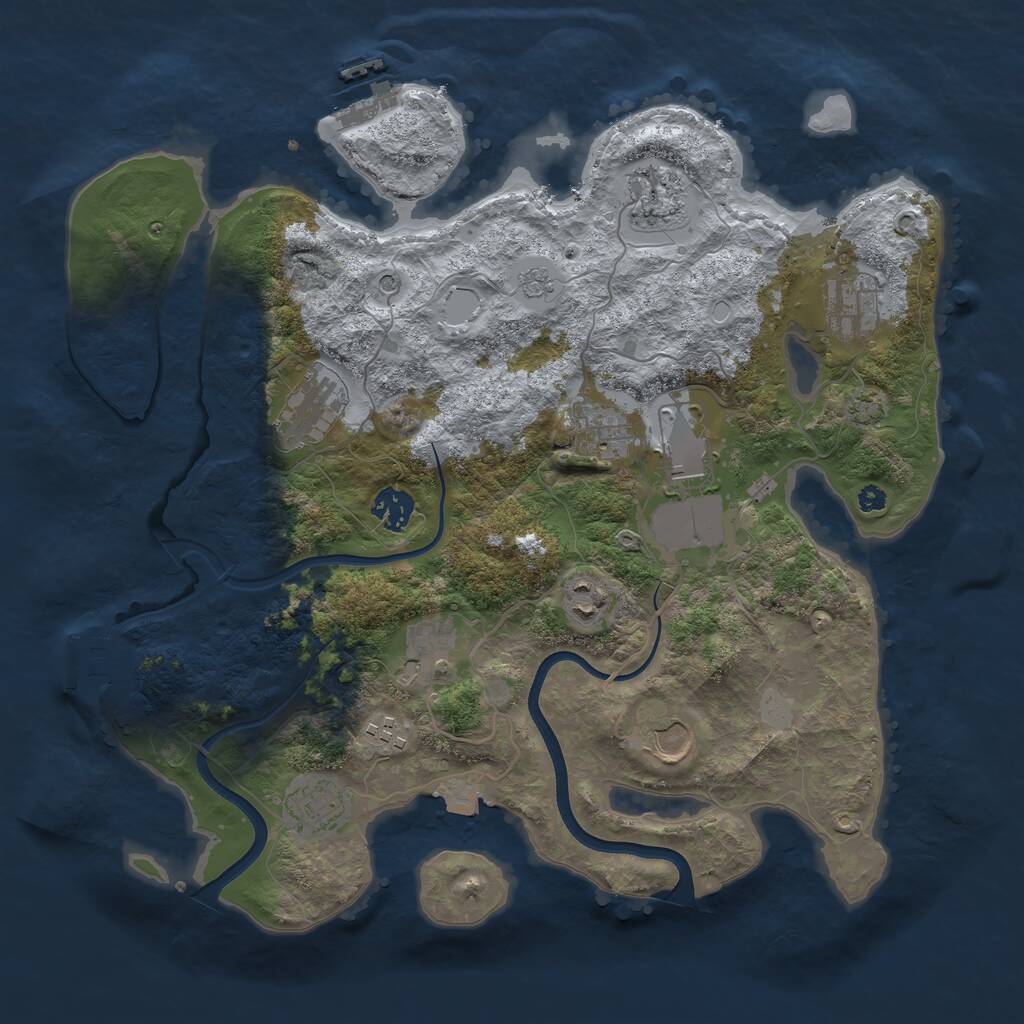 Rust Map: Procedural Map, Size: 3700, Seed: 647615294, 17 Monuments