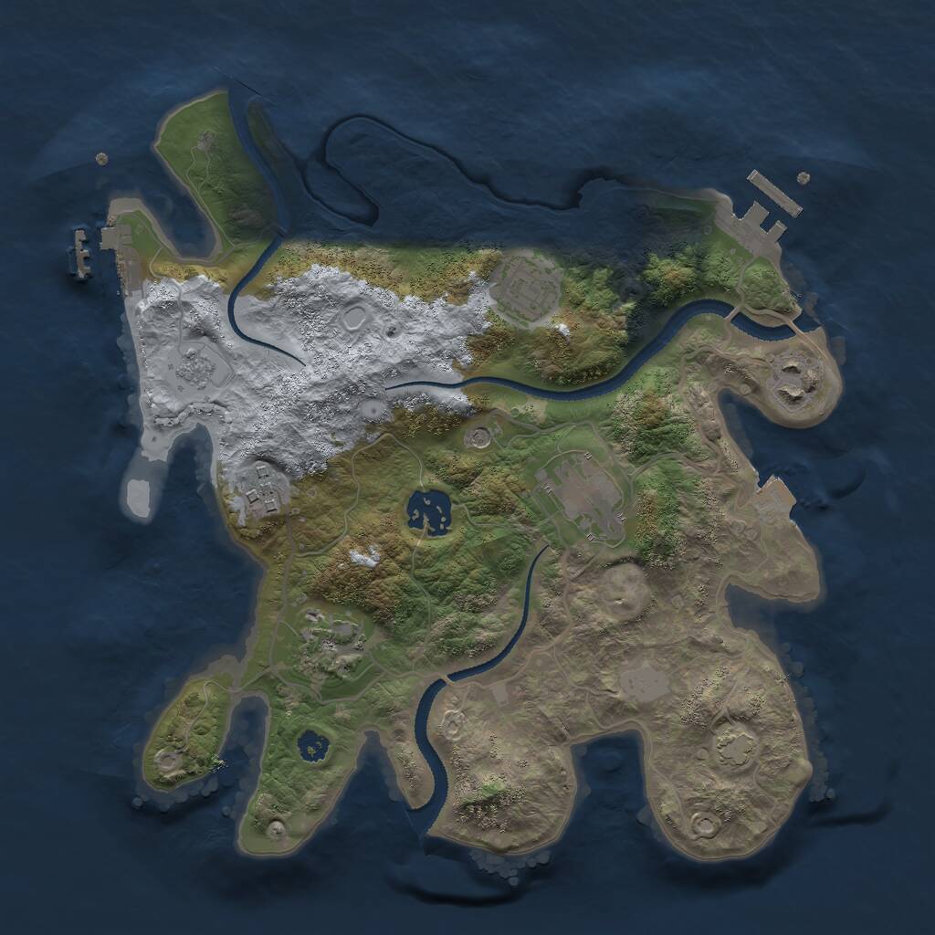 Rust Map: Procedural Map, Size: 3000, Seed: 804475, 12 Monuments