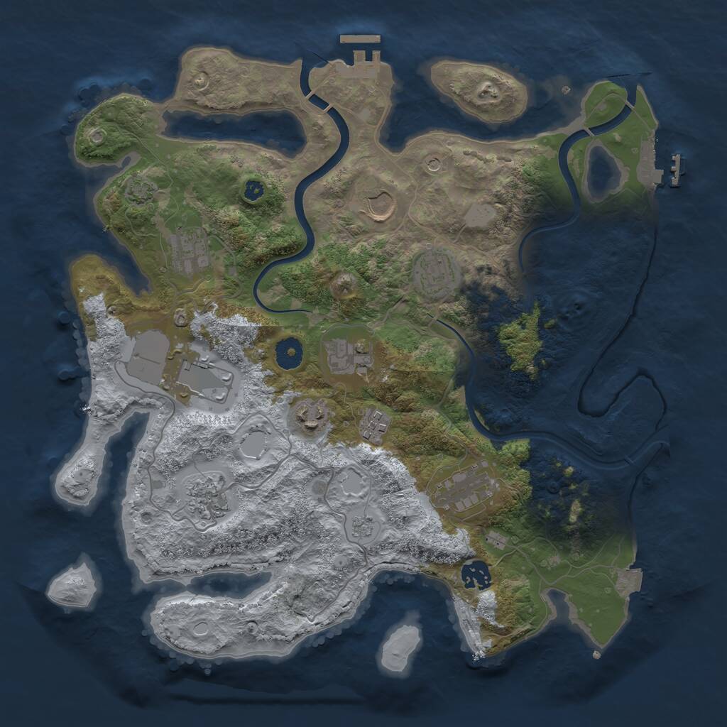 Rust Map: Procedural Map, Size: 3650, Seed: 1467610755, 16 Monuments