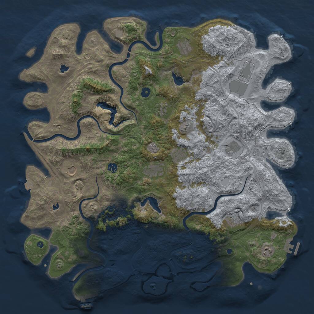 Rust Map: Procedural Map, Size: 4800, Seed: 819691183, 17 Monuments