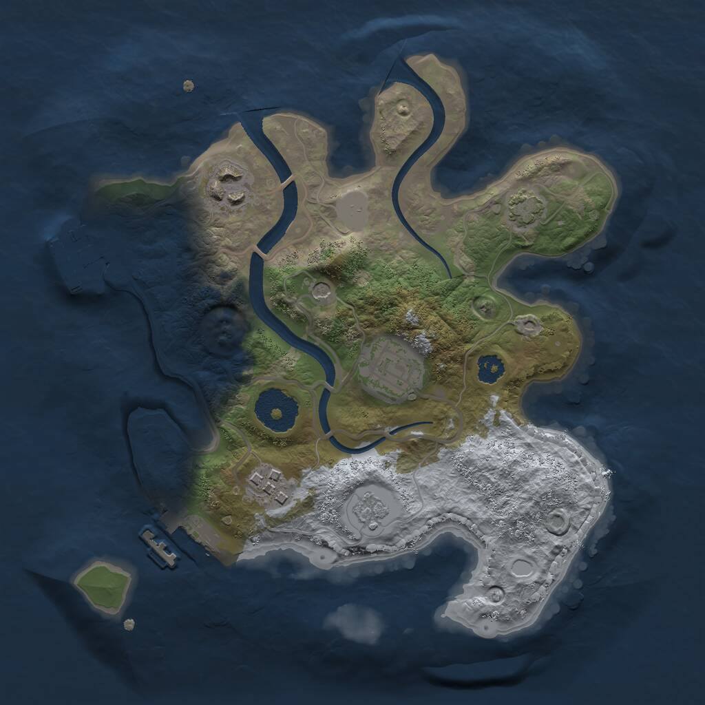 Rust Map: Procedural Map, Size: 2500, Seed: 50714040, 9 Monuments