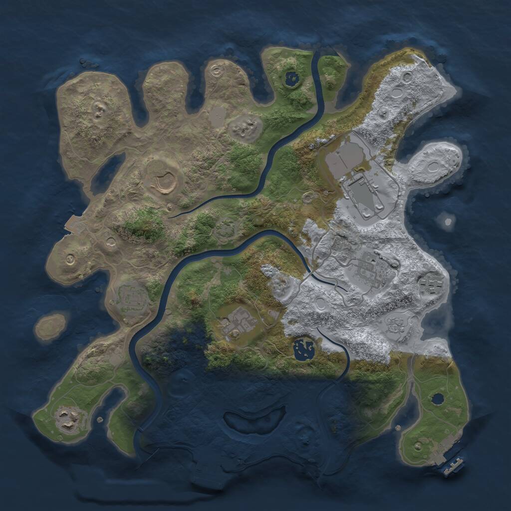 Rust Map: Procedural Map, Size: 3500, Seed: 1758115710, 14 Monuments