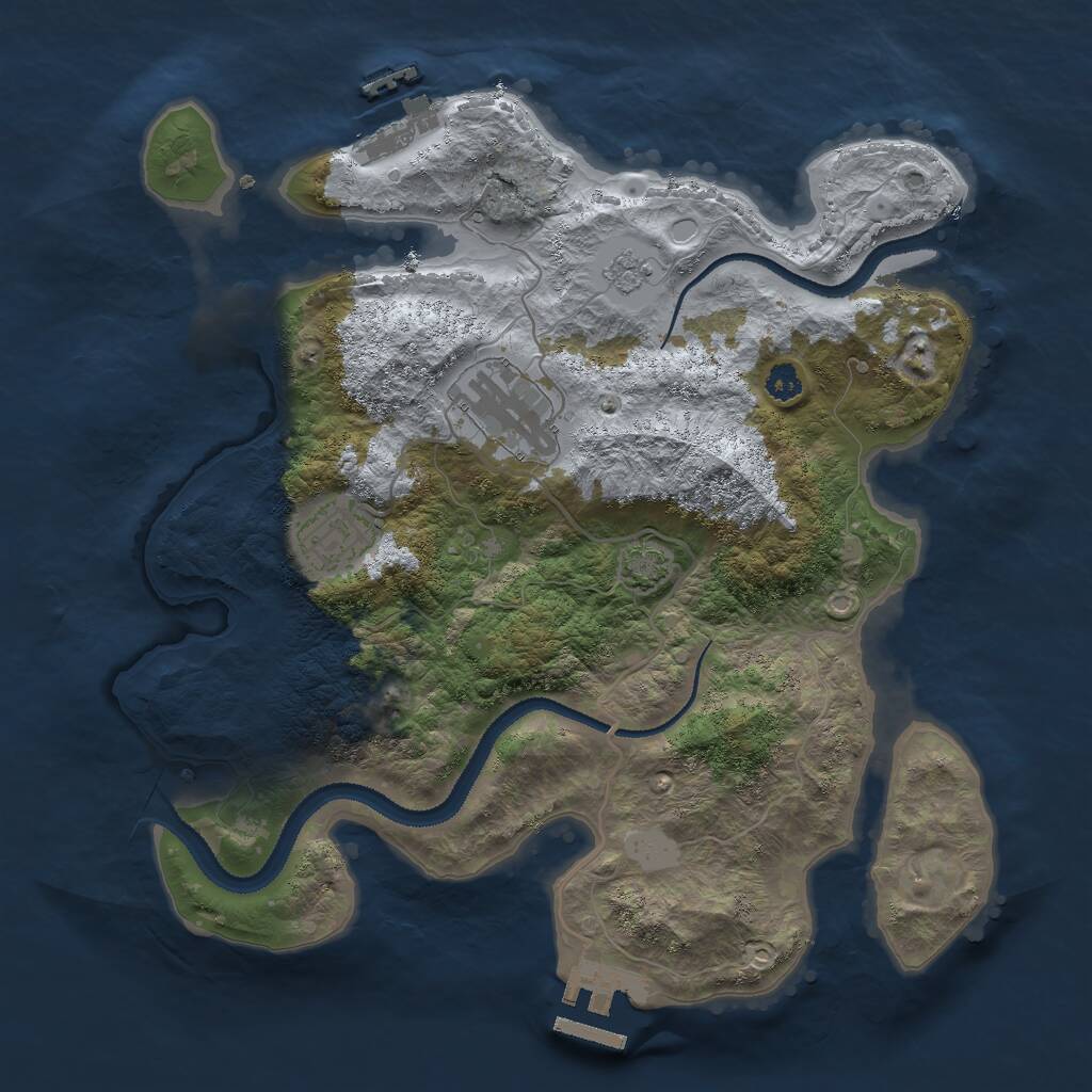 Rust Map: Procedural Map, Size: 3000, Seed: 435118948, 7 Monuments