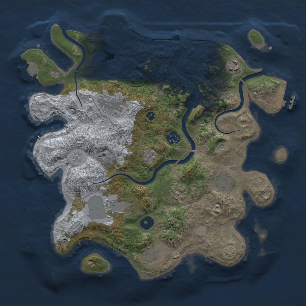 Rust Map: Procedural Map, Size: 3500, Seed: 1114636320, 14 Monuments