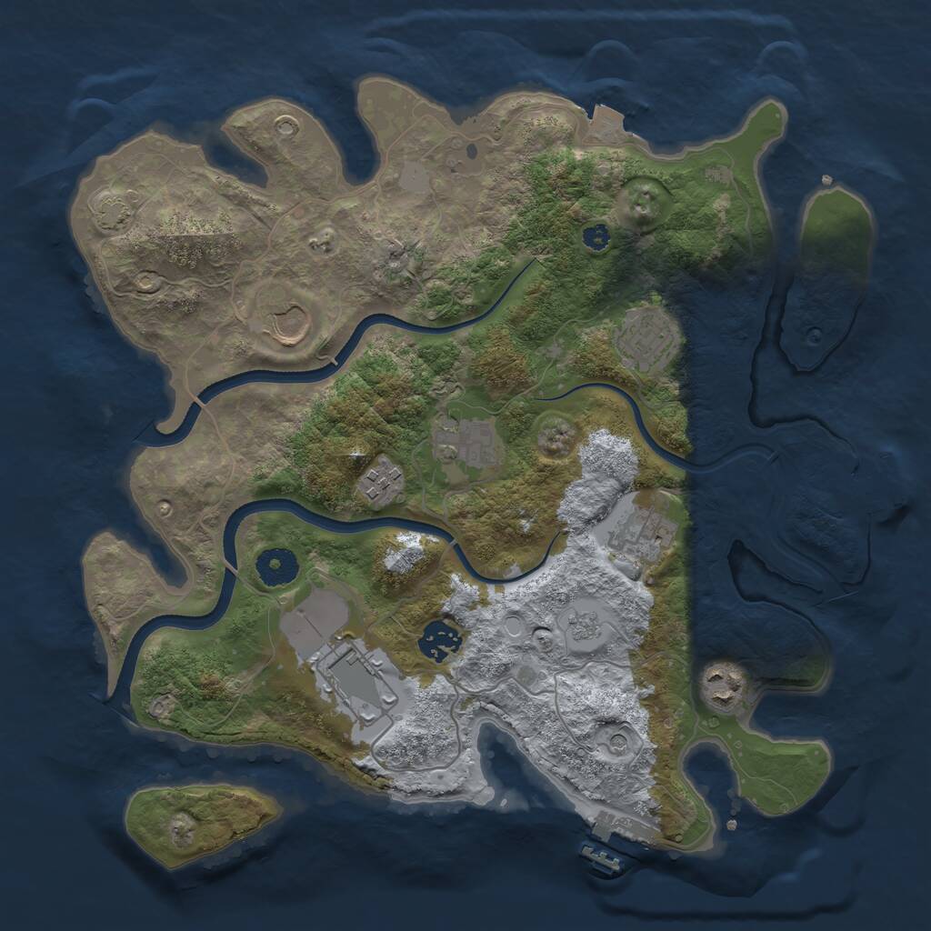 Rust Map: Procedural Map, Size: 3500, Seed: 963131516, 14 Monuments
