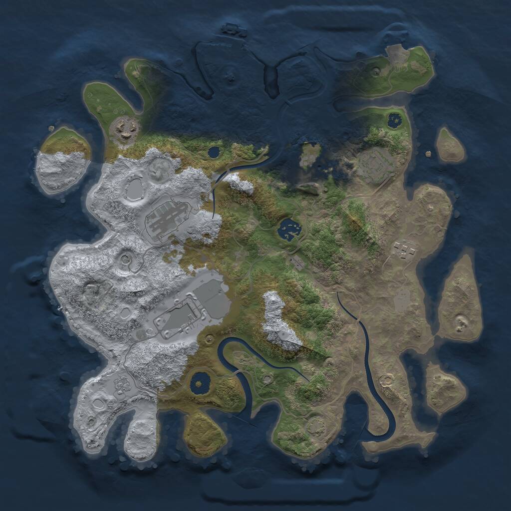 Rust Map: Procedural Map, Size: 3500, Seed: 117428752, 12 Monuments