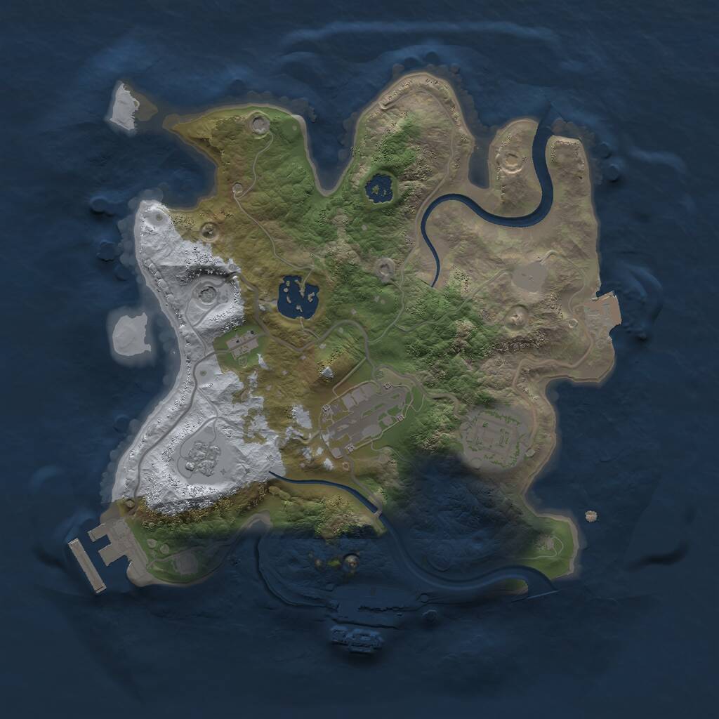 Rust Map: Procedural Map, Size: 2500, Seed: 975964558, 8 Monuments