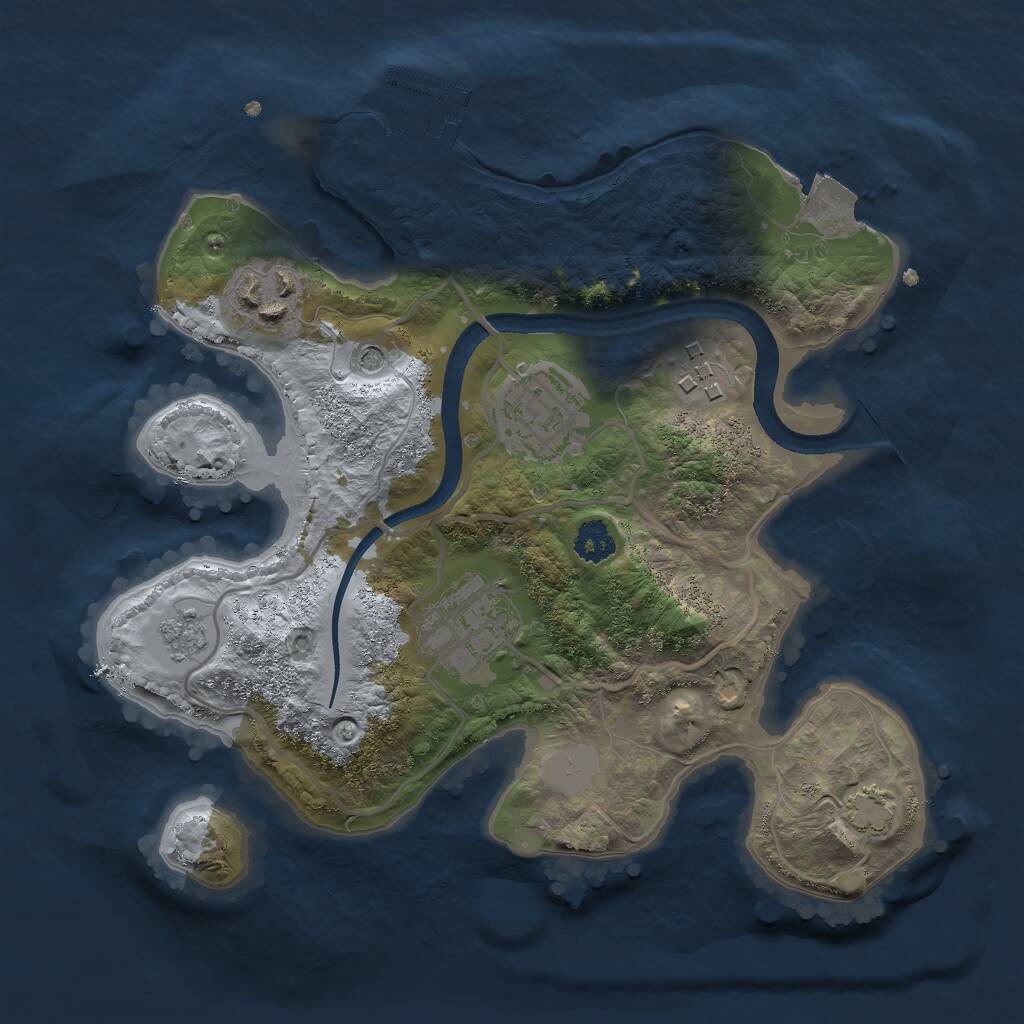 Rust Map: Procedural Map, Size: 2500, Seed: 1275292129, 9 Monuments