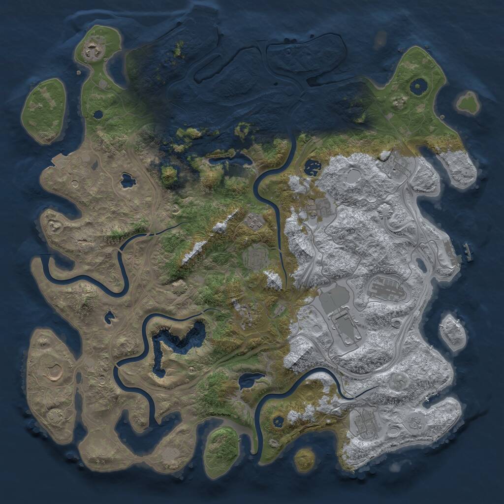 Rust Map: Procedural Map, Size: 4500, Seed: 1698569842, 17 Monuments