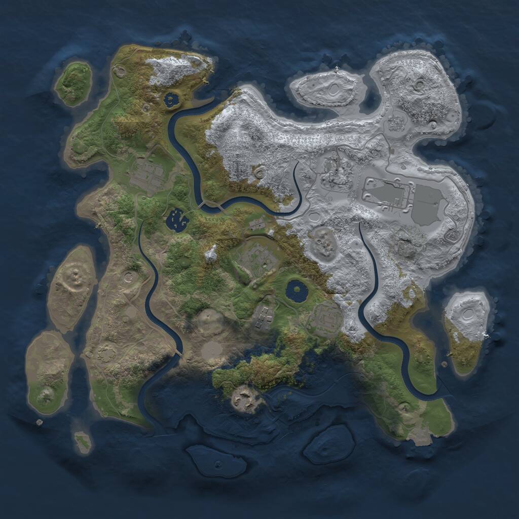 Rust Map: Procedural Map, Size: 3500, Seed: 395248, 12 Monuments