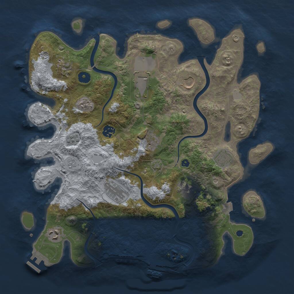 Rust Map: Procedural Map, Size: 3700, Seed: 6865685, 16 Monuments