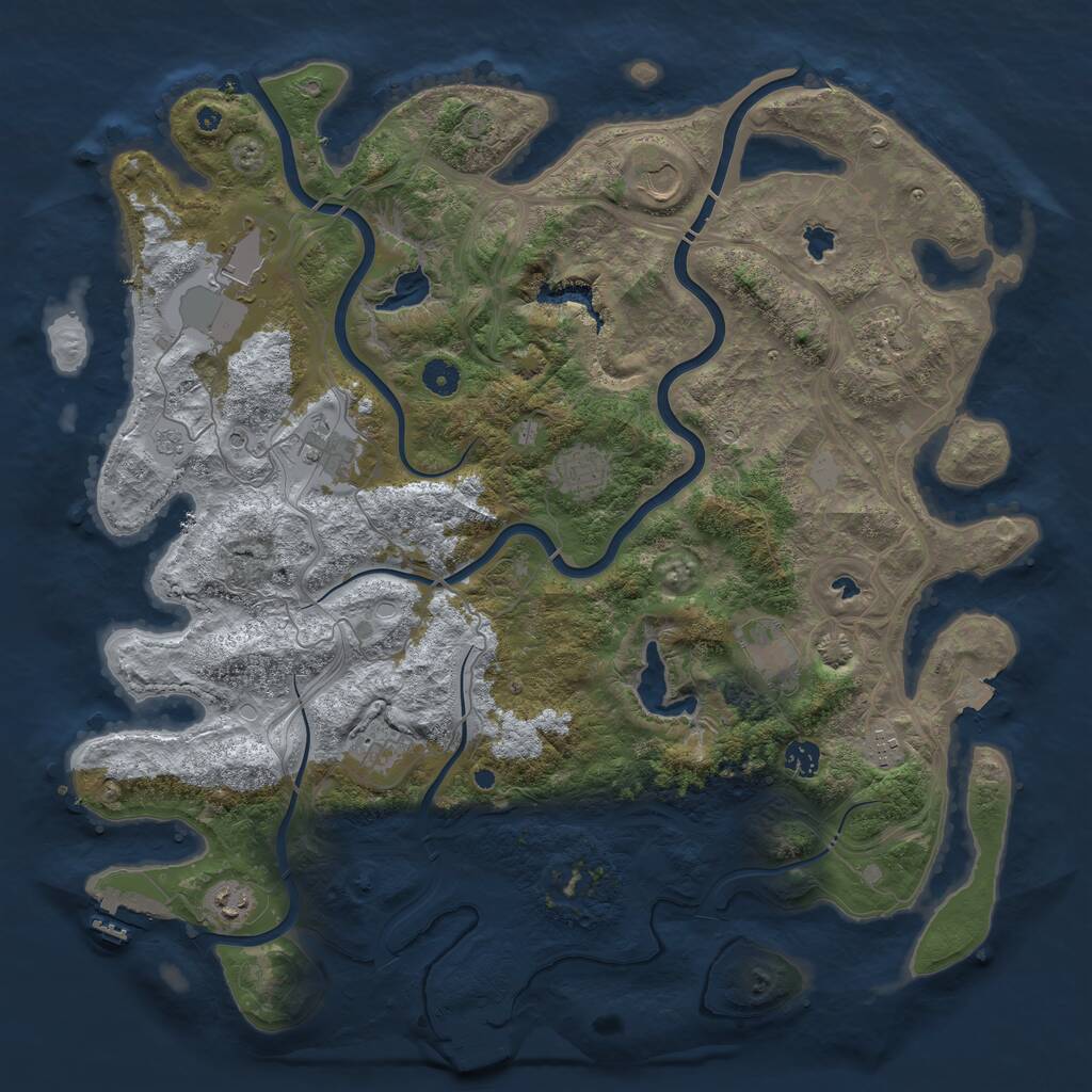 Rust Map: Procedural Map, Size: 4500, Seed: 939765441, 16 Monuments