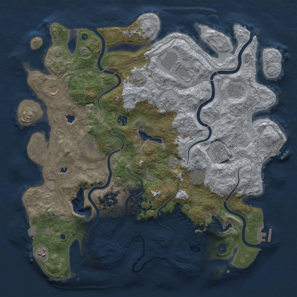 Rust Map: Procedural Map, Size: 4500, Seed: 387139747, 16 Monuments
