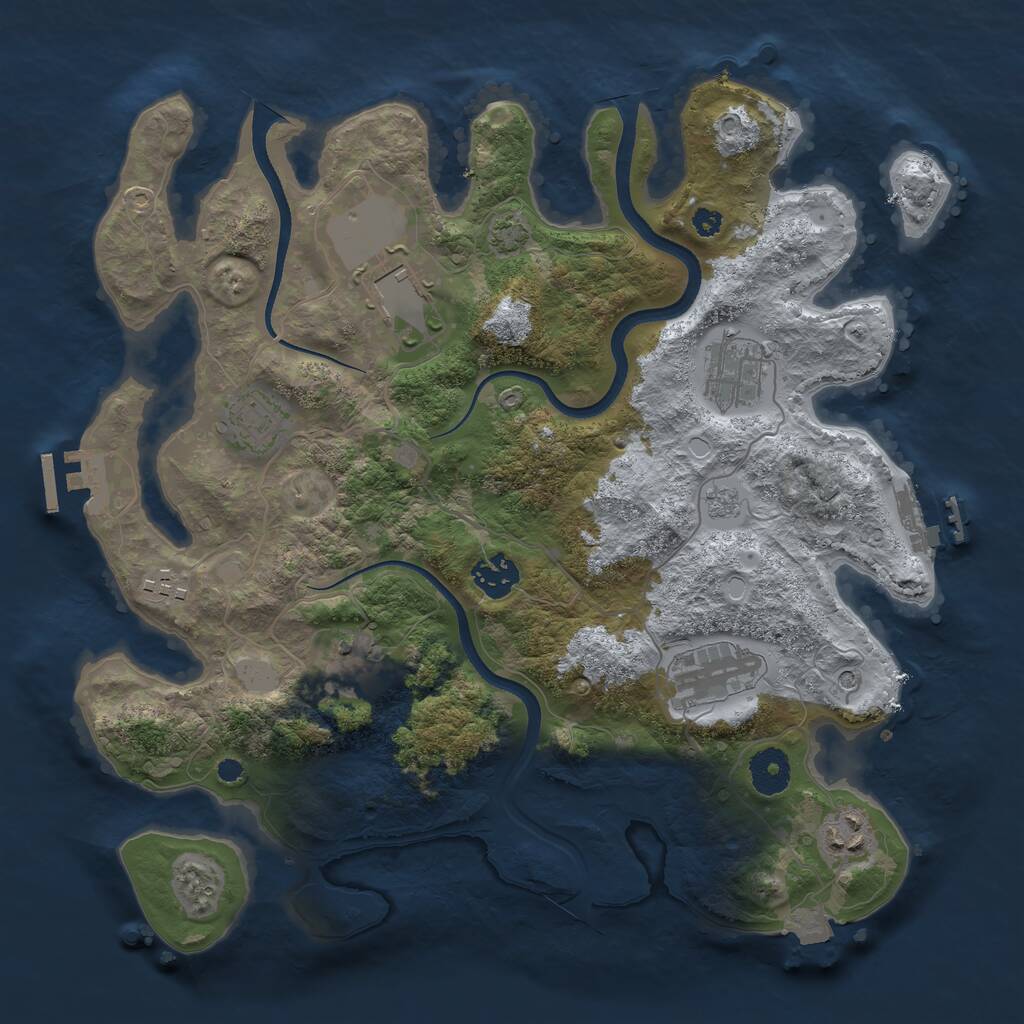Rust Map: Procedural Map, Size: 3500, Seed: 30876668, 14 Monuments