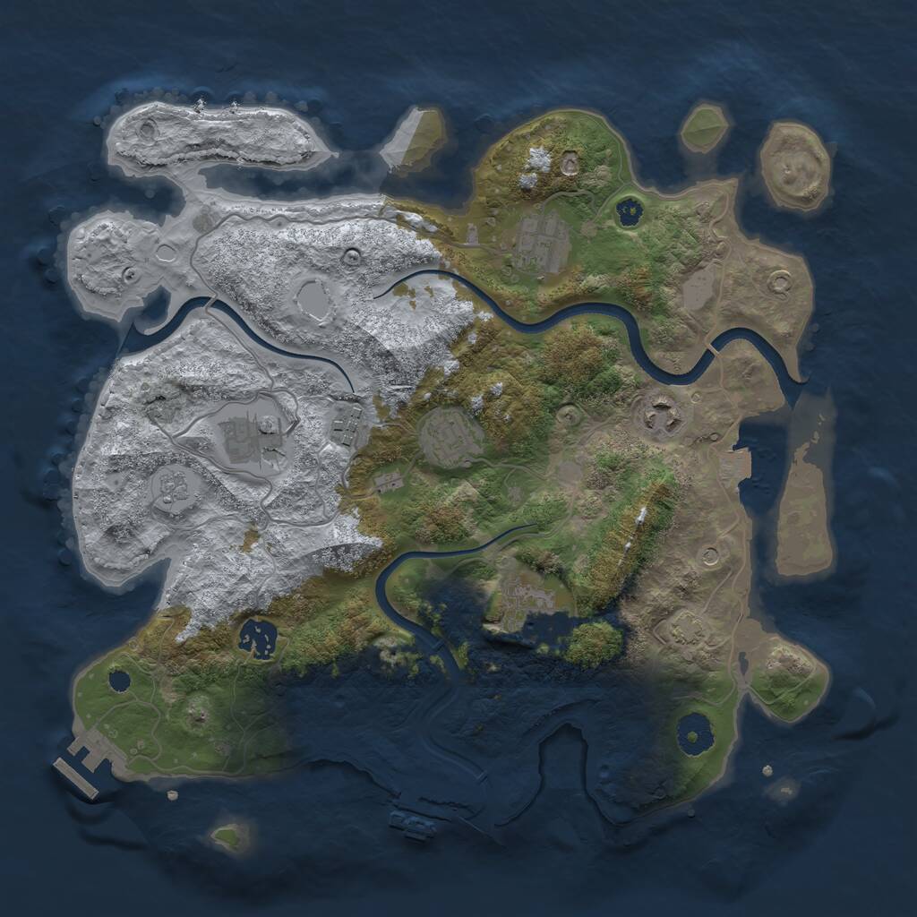 Rust Map: Procedural Map, Size: 3500, Seed: 430321931, 13 Monuments