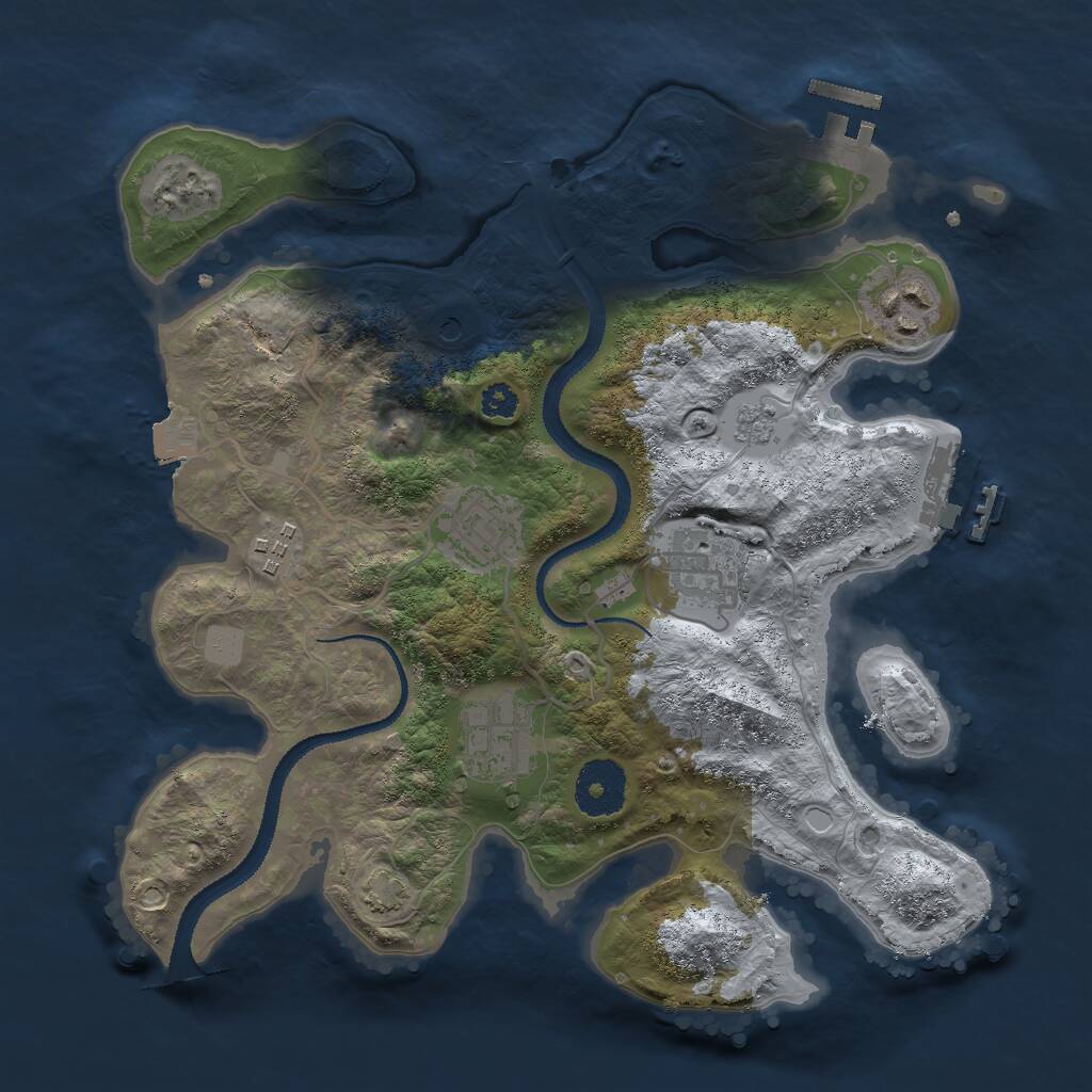 Rust Map: Procedural Map, Size: 3000, Seed: 66916, 11 Monuments