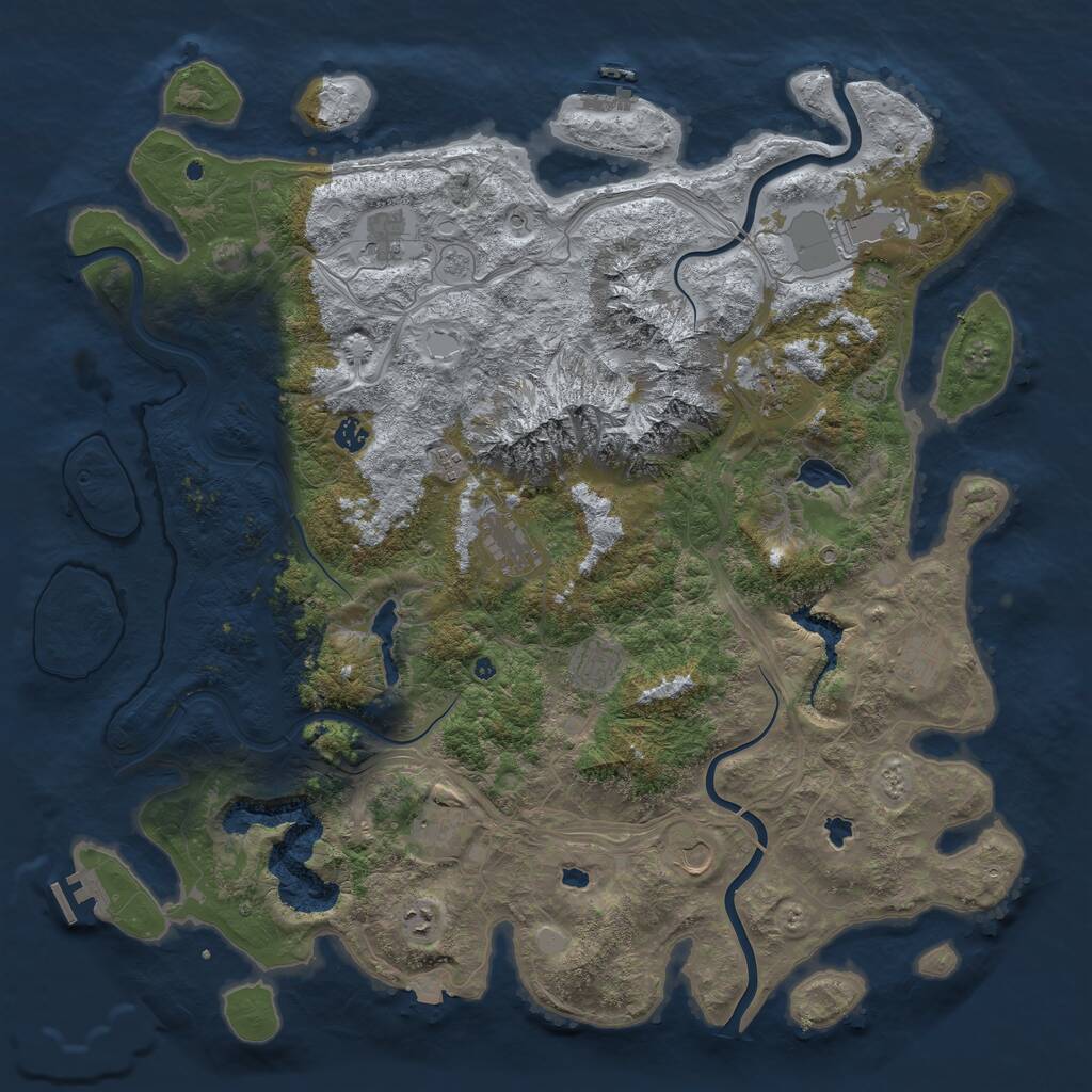 Rust Map: Procedural Map, Size: 5000, Seed: 967213689, 17 Monuments