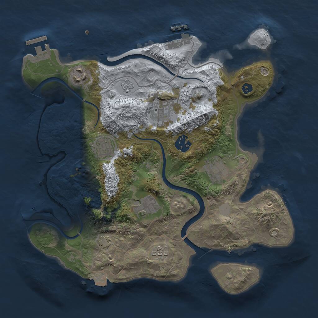 Rust Map: Procedural Map, Size: 3000, Seed: 23015, 12 Monuments
