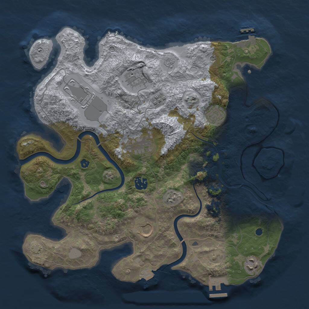 Rust Map: Procedural Map, Size: 3500, Seed: 1440940733, 14 Monuments