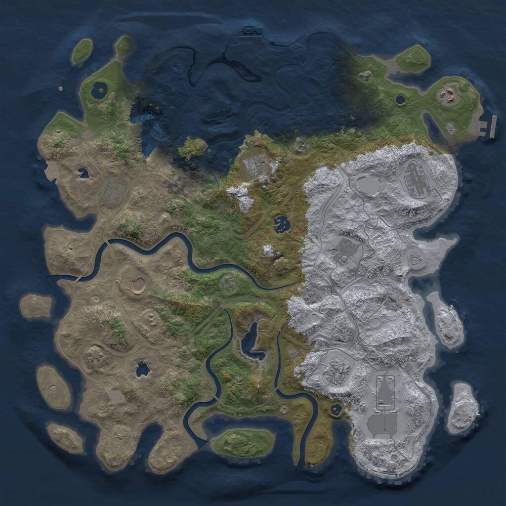 Rust Map: Procedural Map, Size: 4500, Seed: 741145685, 16 Monuments