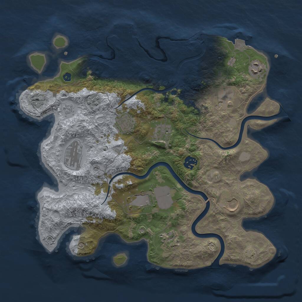 Rust Map: Procedural Map, Size: 3500, Seed: 46883983, 15 Monuments